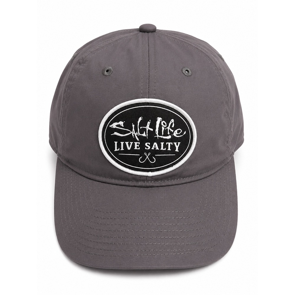 Salt Life Live Salty Hat Mens Dark Grey Adjustable Performance Baseball Cap NWT